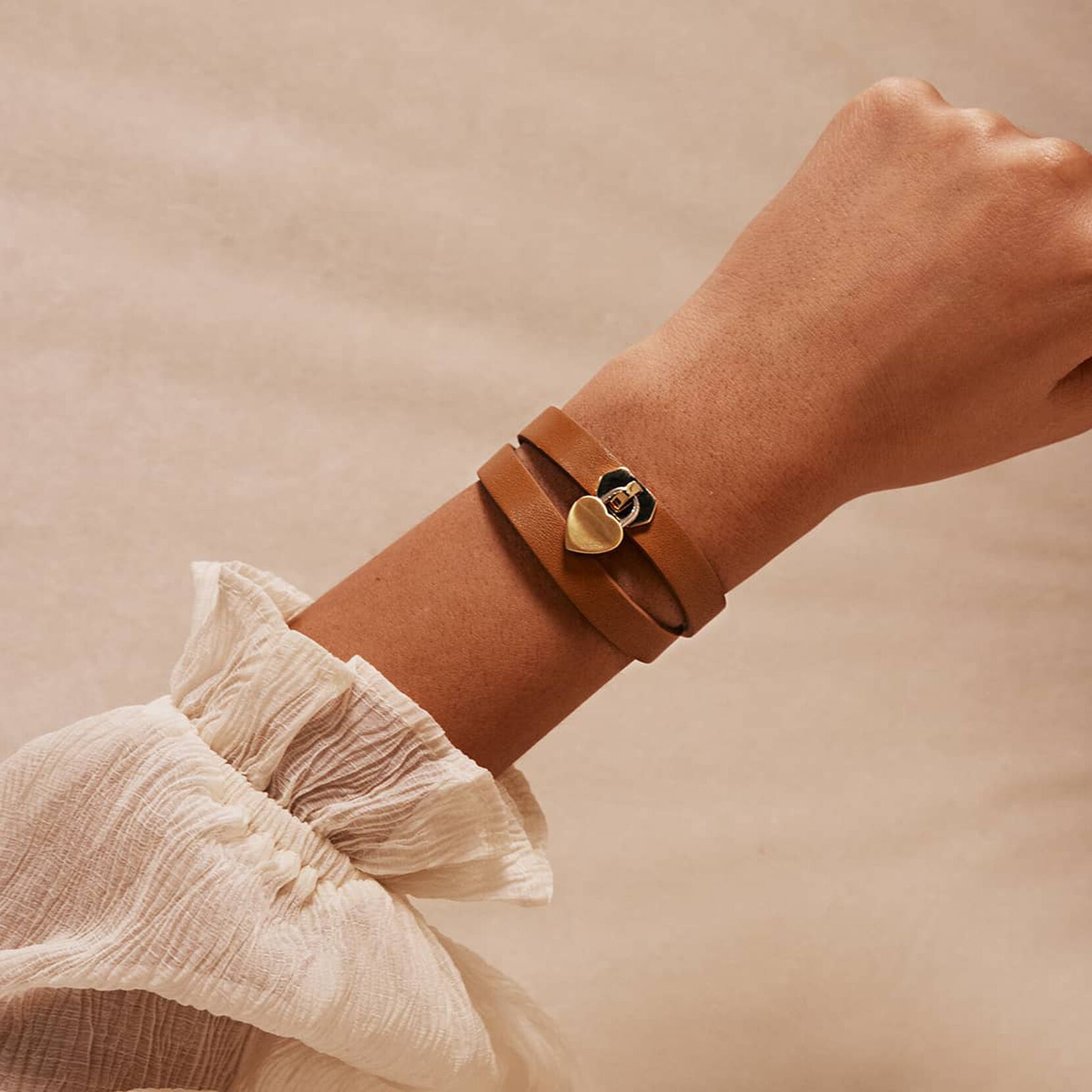 Double Leather Heartlock Bracelet