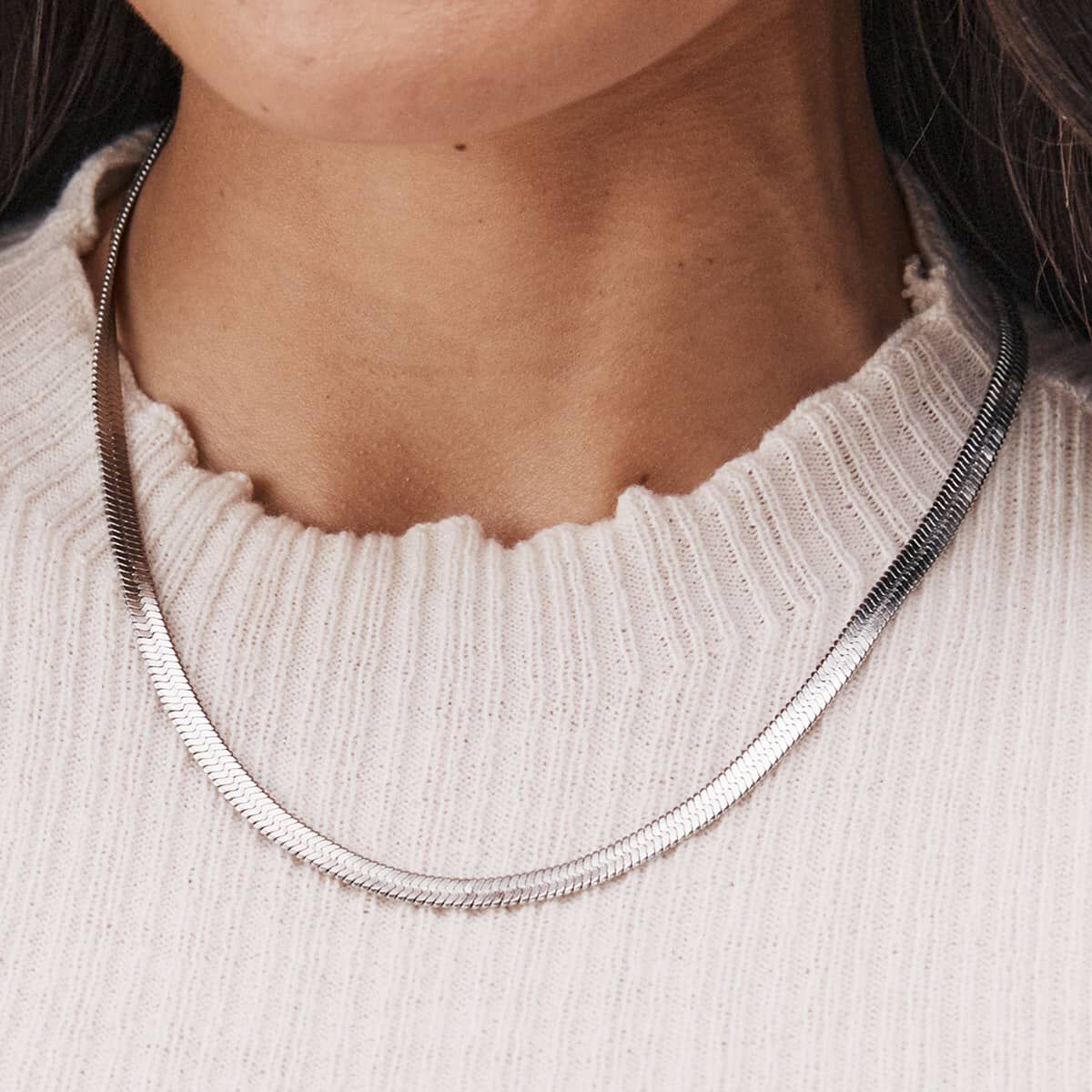 Italian Solid Sterling Silver Herringbone Chain Necklace 925 Silver Chain  UNISEX | eBay