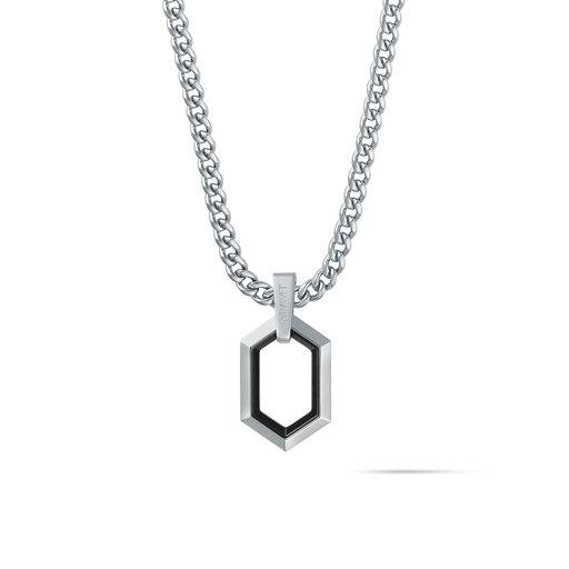 Hex Pendant Curb Chain Necklace