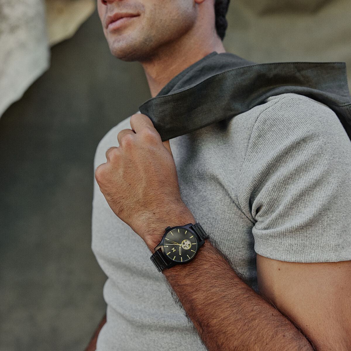 ジェームズマッケイブ 腕時計 自動巻き ブラック JM-1020 メンズ James  