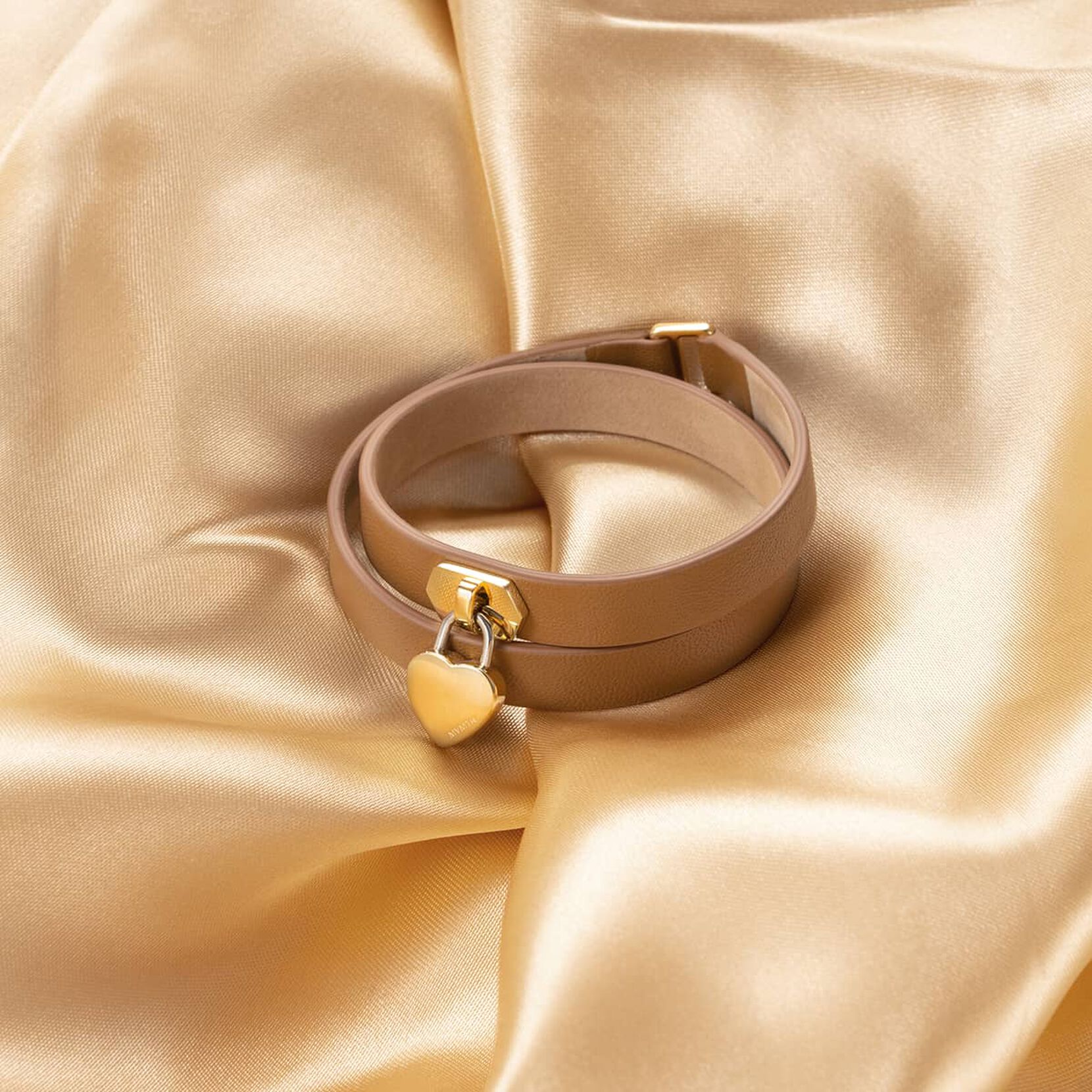 Double Leather Heartlock Bracelet
