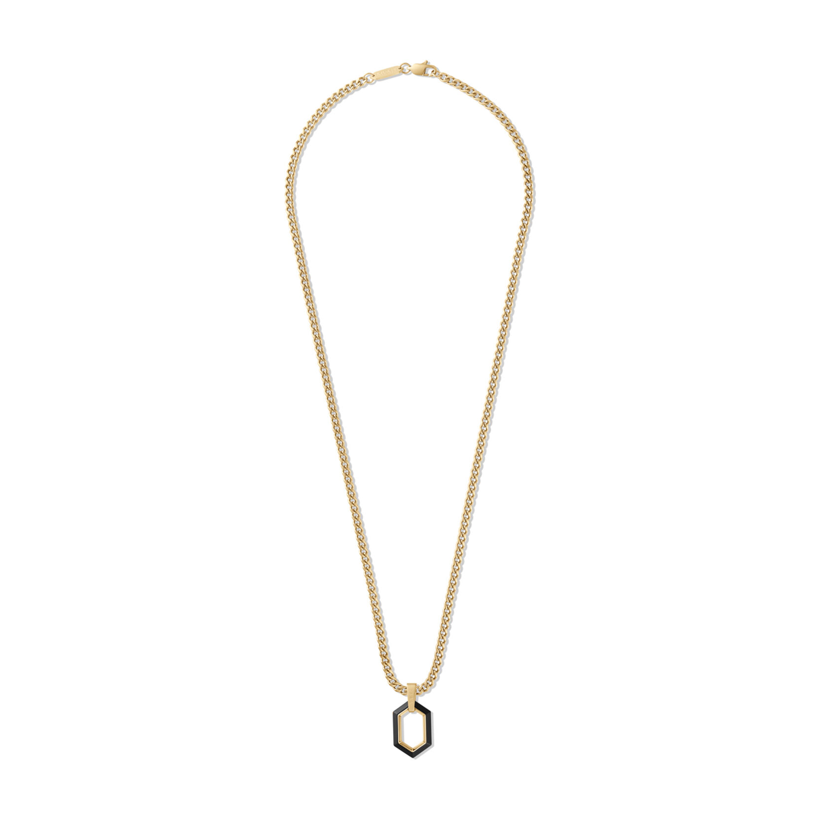 Hex Pendant Curb Chain Necklace