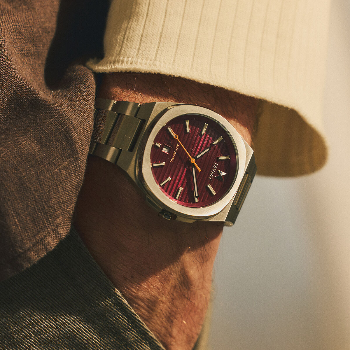 Odyssey II Automatic Watch in Napa Red — 70s Inspired Men's