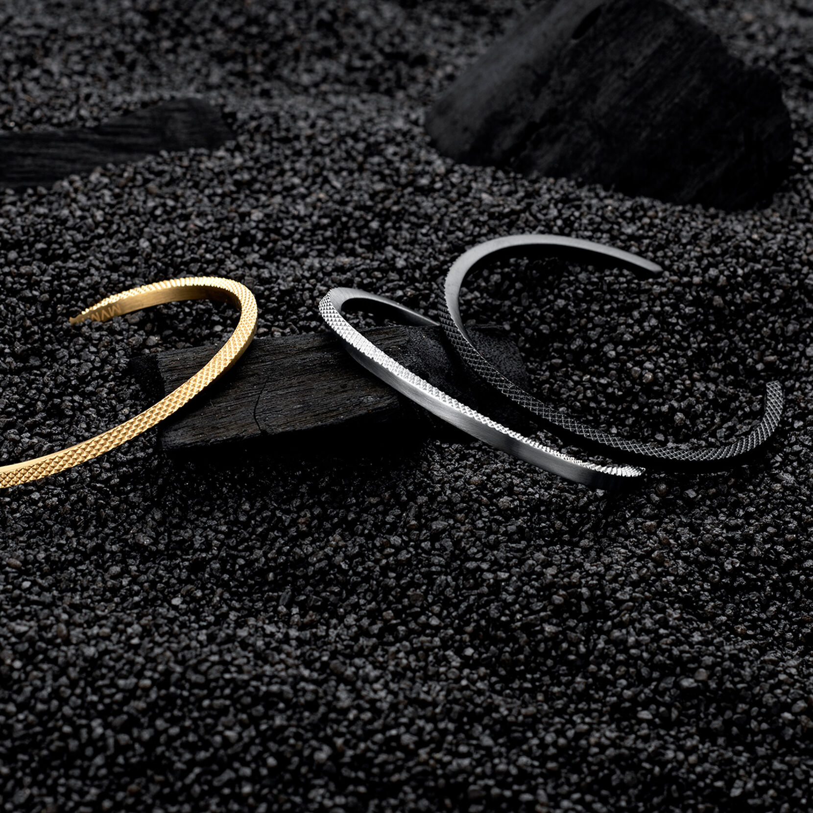Twist Knurling Cuff Men's Bracelet