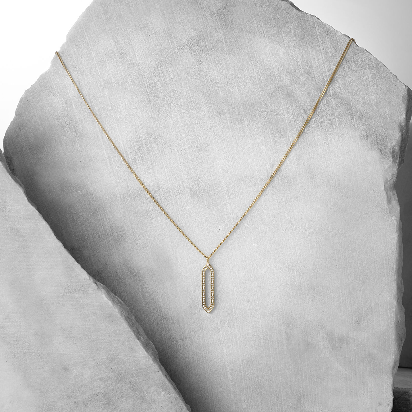Frosted Hex Pendant Necklace