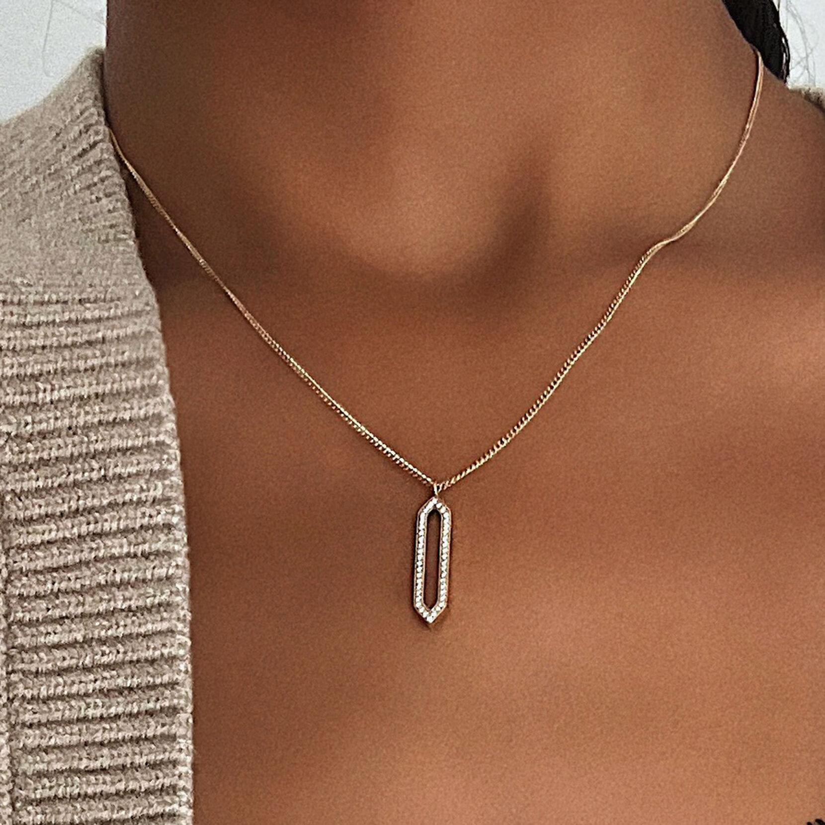 Frosted Hex Pendant Necklace