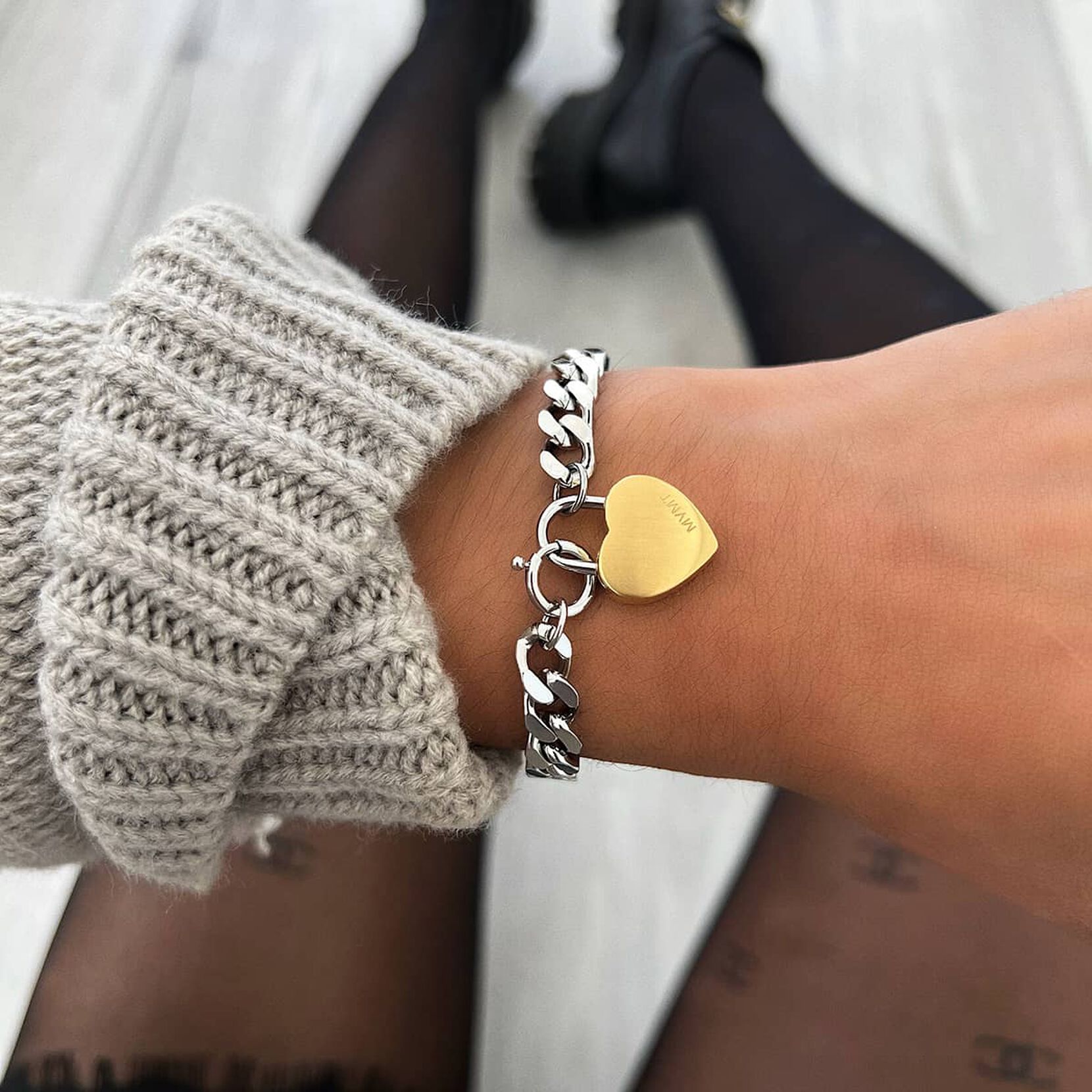 Chunky Heartlock Chain Bracelet