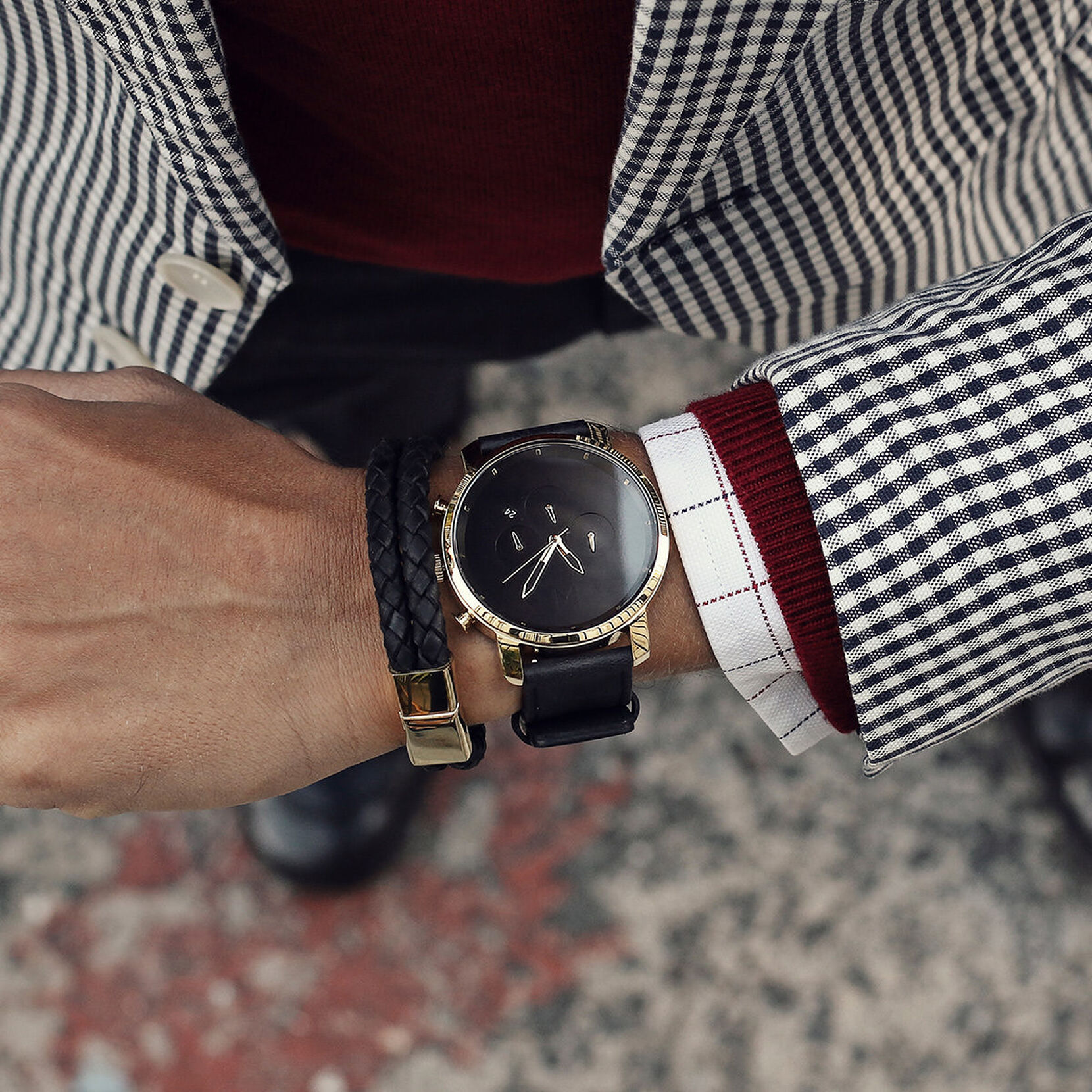 Gold Black Leather