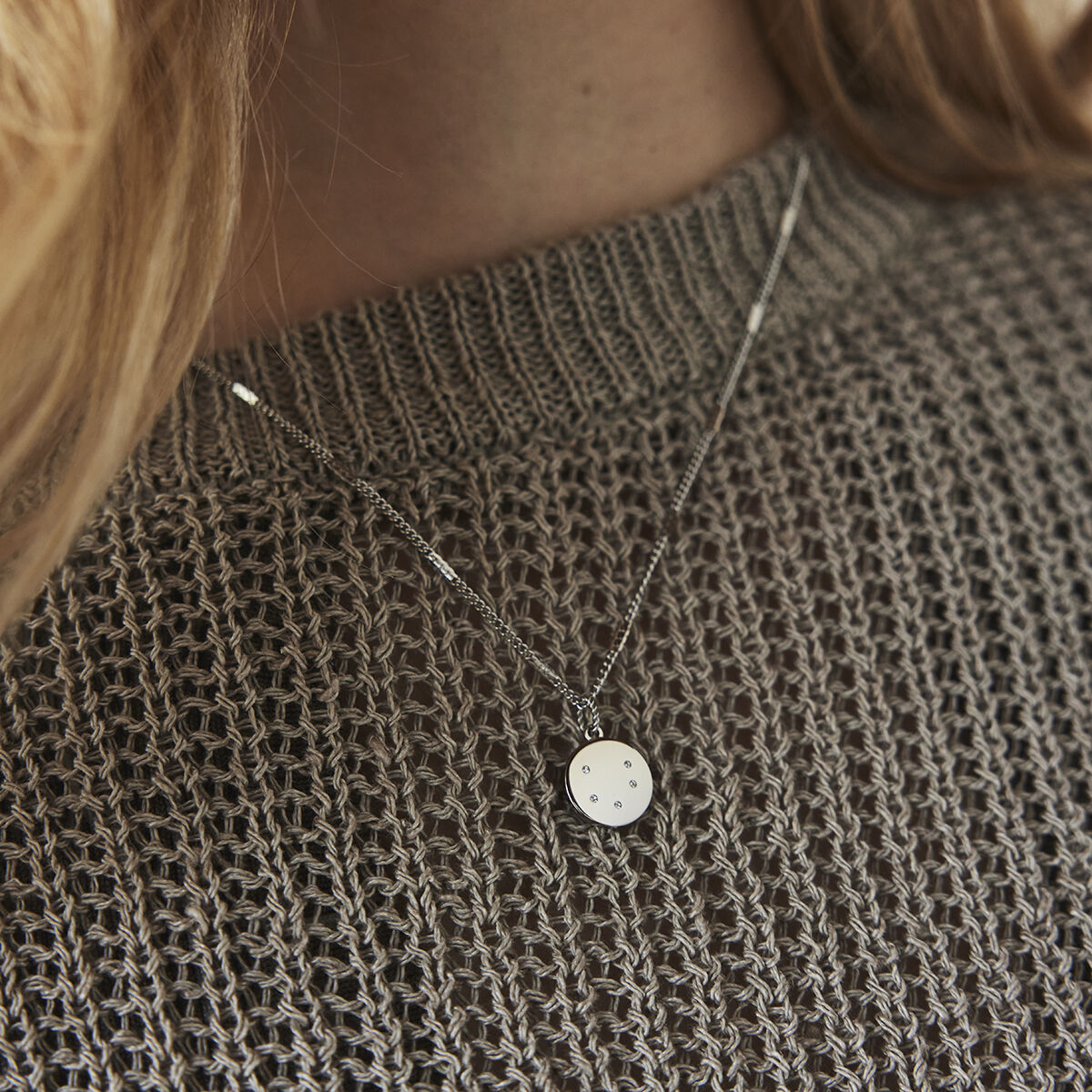 Stamped silver necklace online