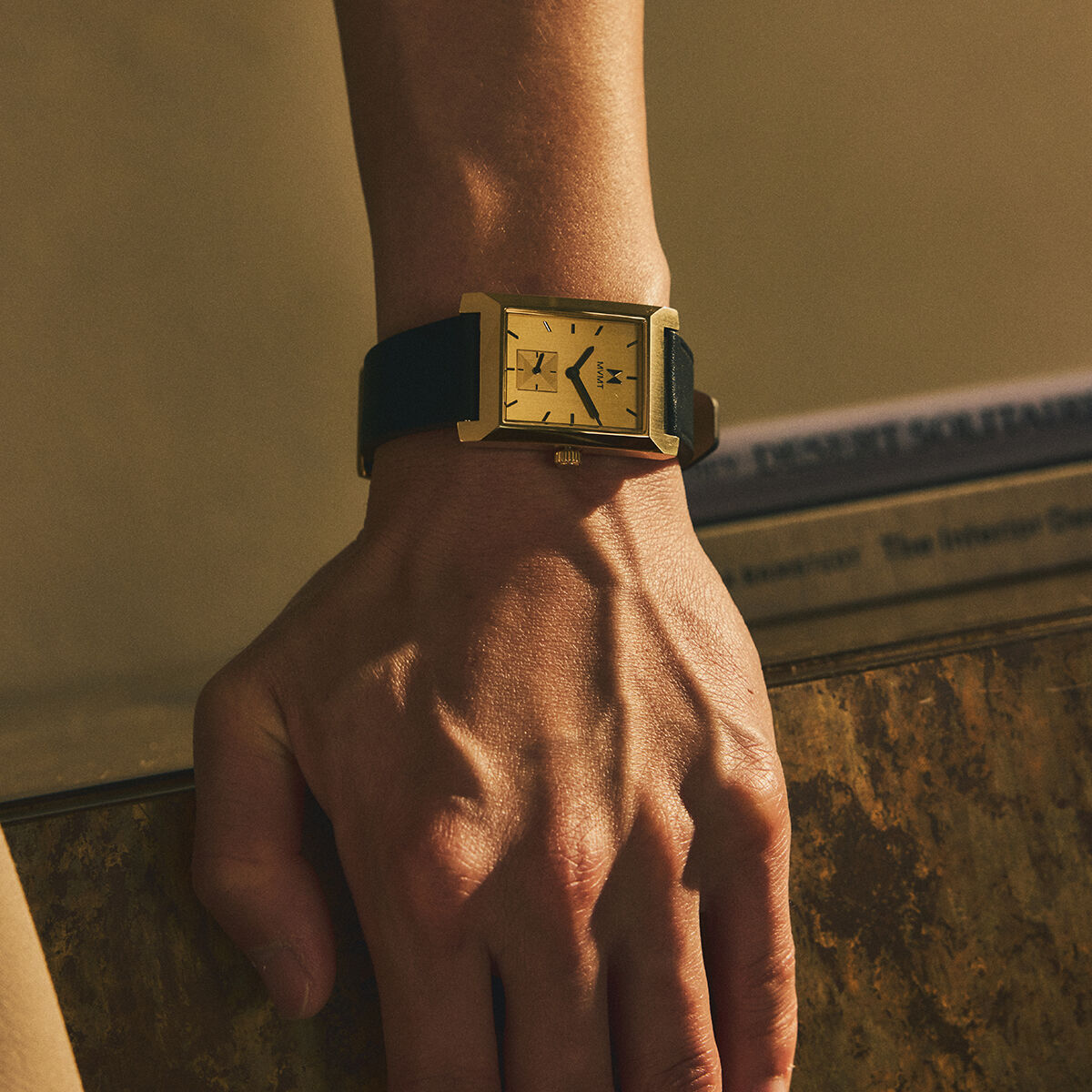 Newporter Watch in Noir Gold — Midcentury Men's Rectangle | MVMT