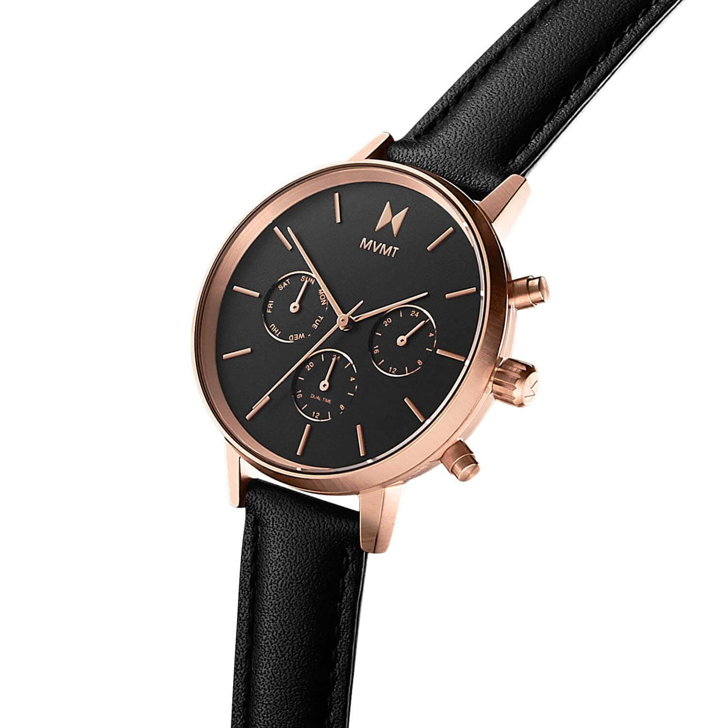 MVMT Ladies Nova Black Leather Watch