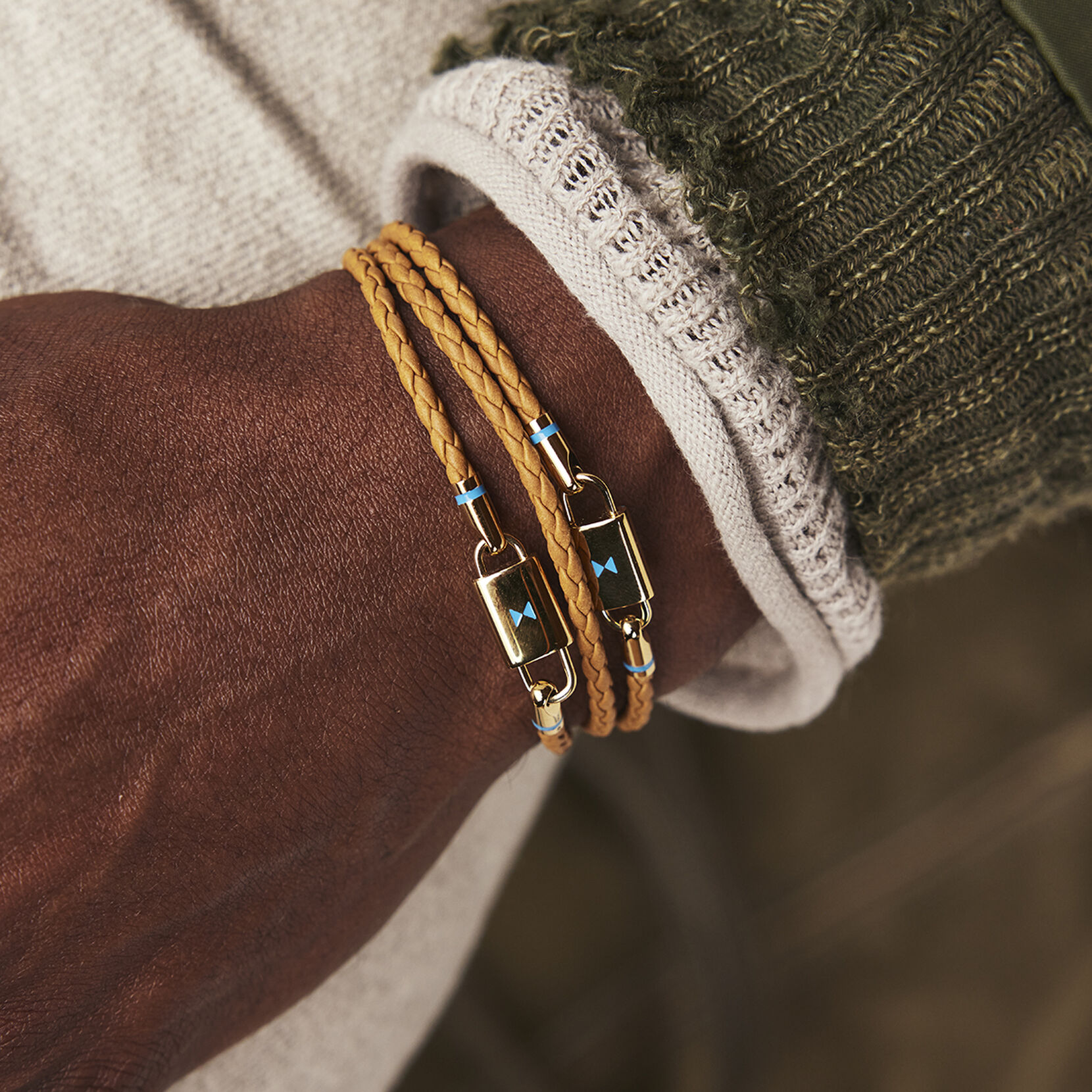 Double Braided Leather Bracelet