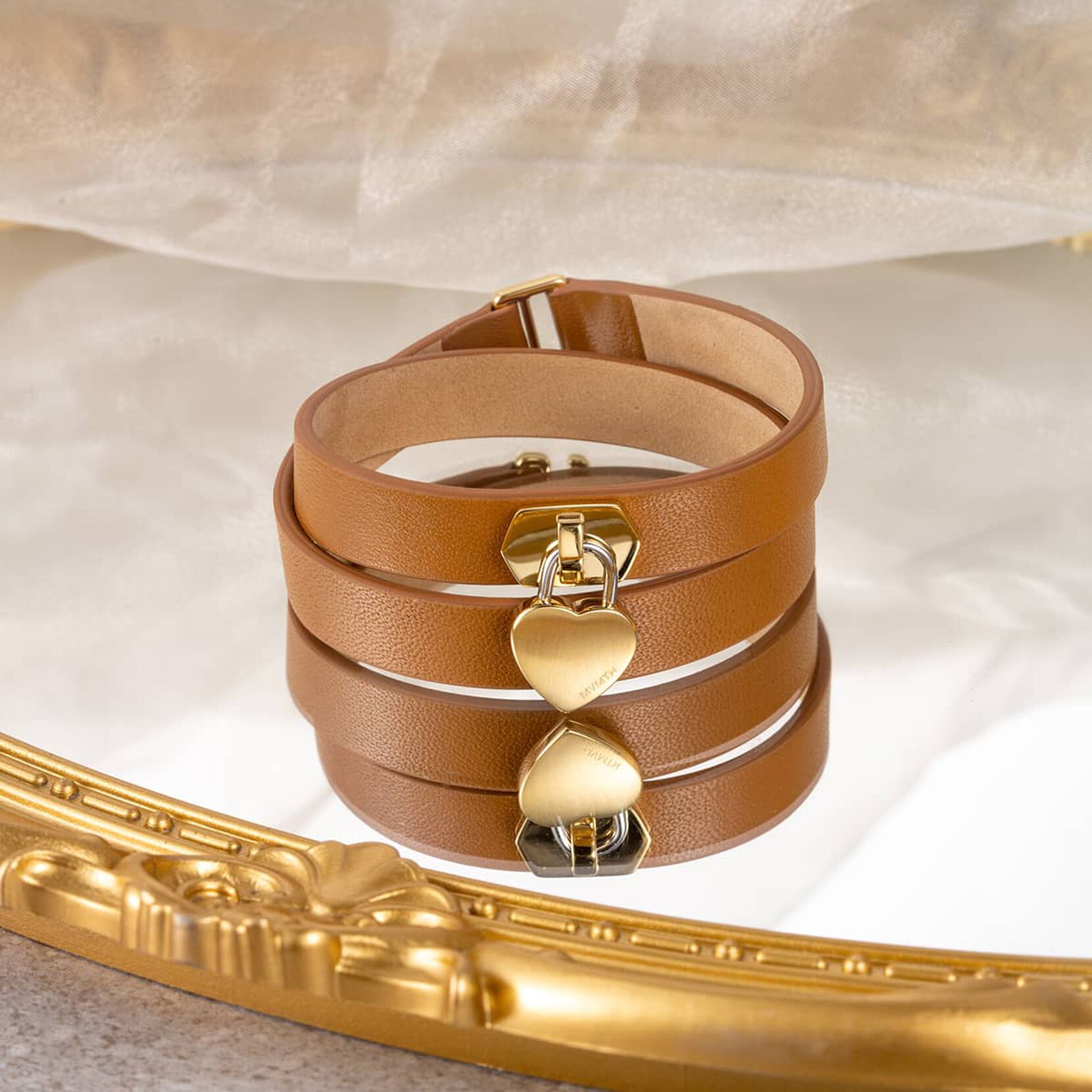 Double Leather Heartlock Bracelet