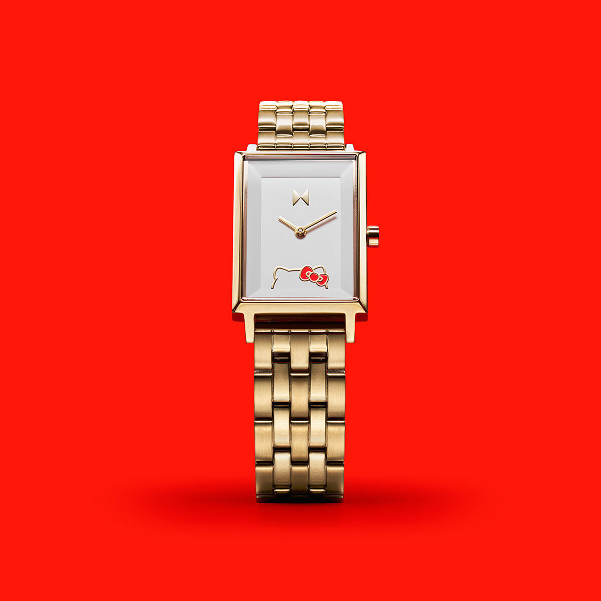 Mvmt Women s Signature Square Hello Kitty Gold Tone Stainless Steel Watch 24mm Gold