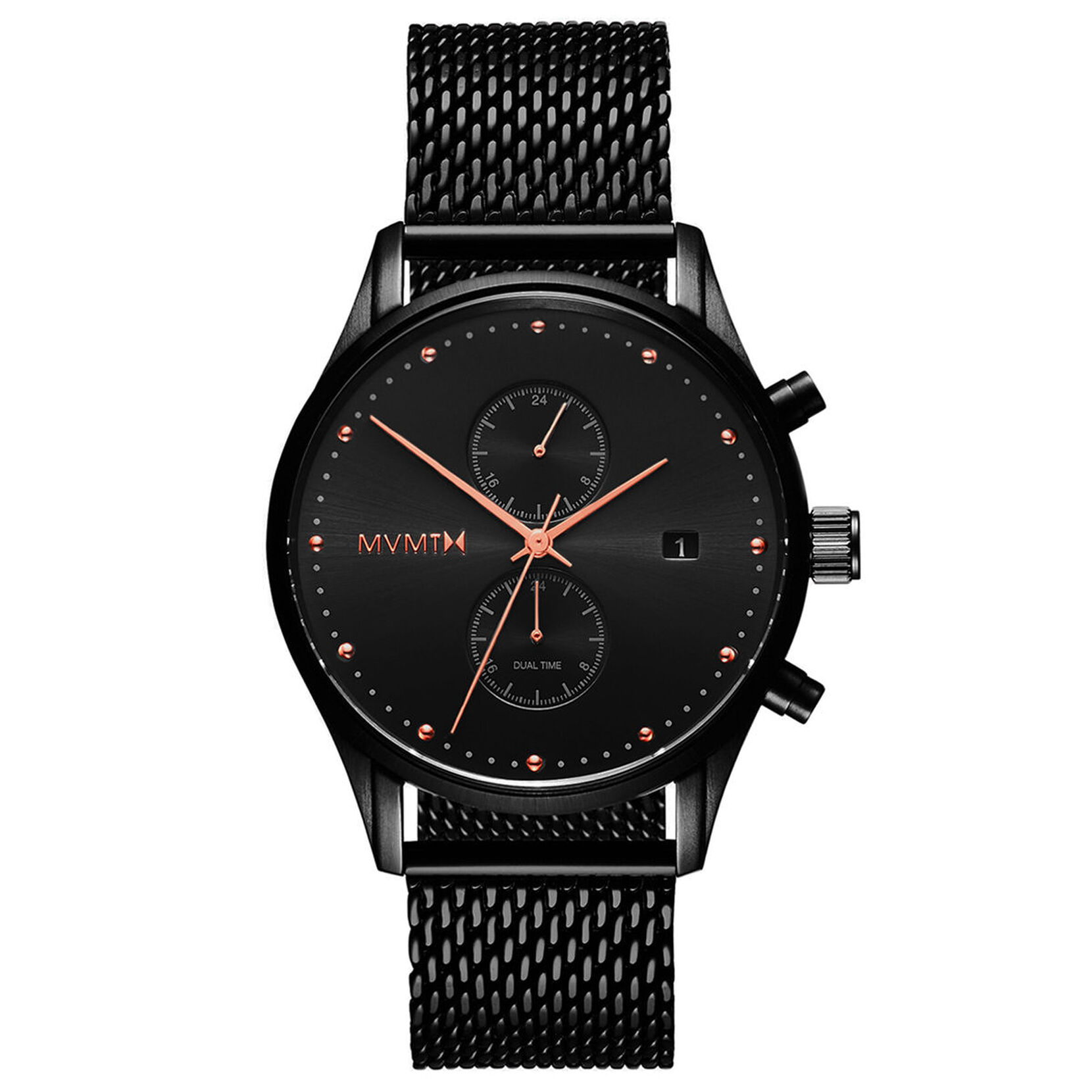 MVMT Watch | Black Watch Black Slate & Rose Rose Gold |