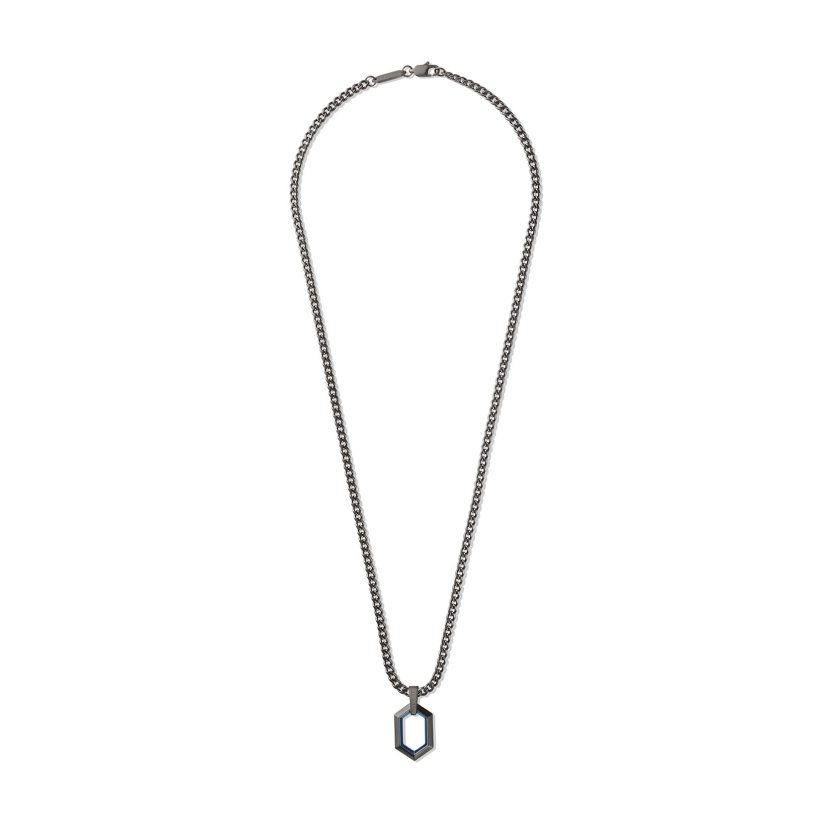 Hex Pendant Curb Chain Necklace