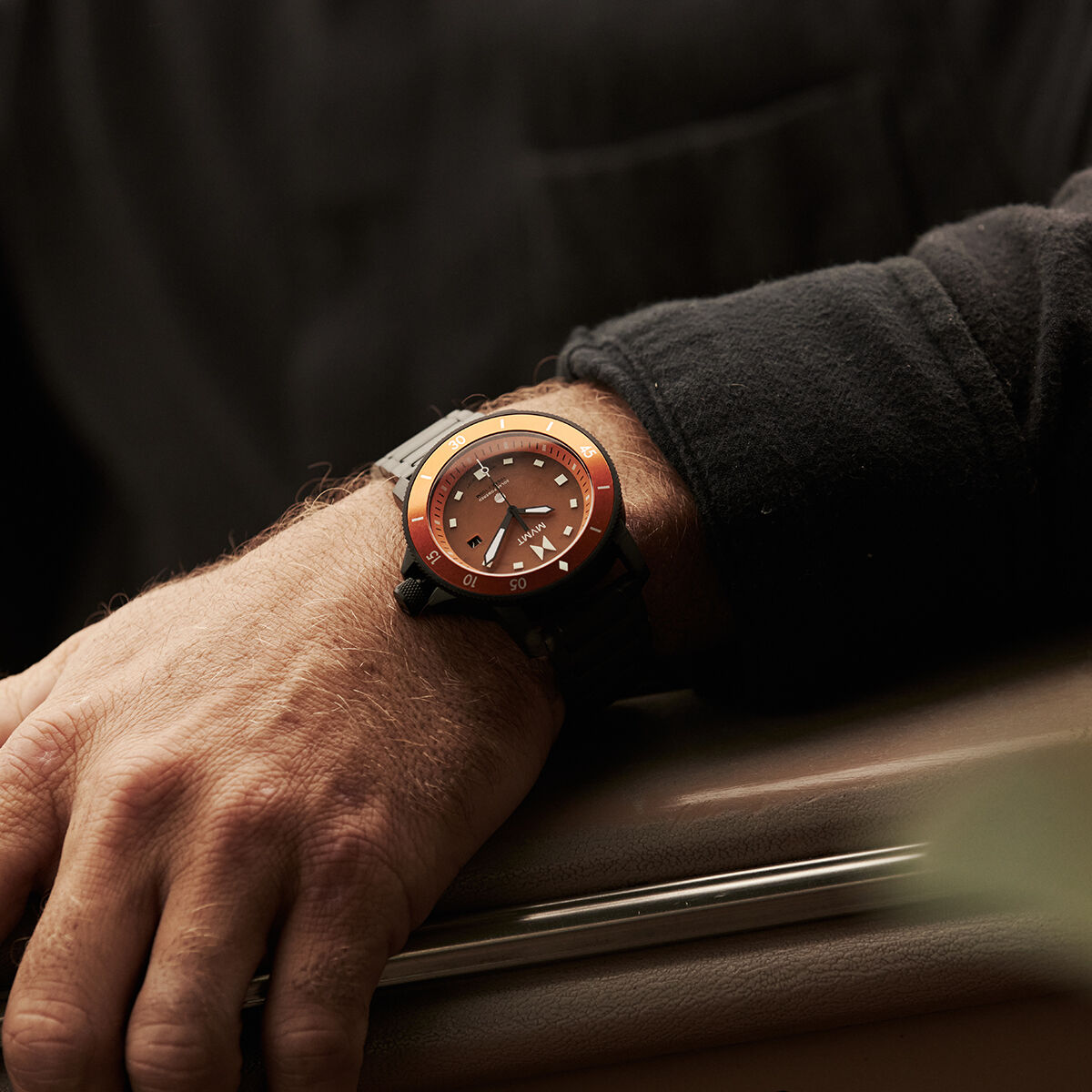 Cali Diver Solar — Solar Powered Cyclone Orange Dive Watch | MVMT