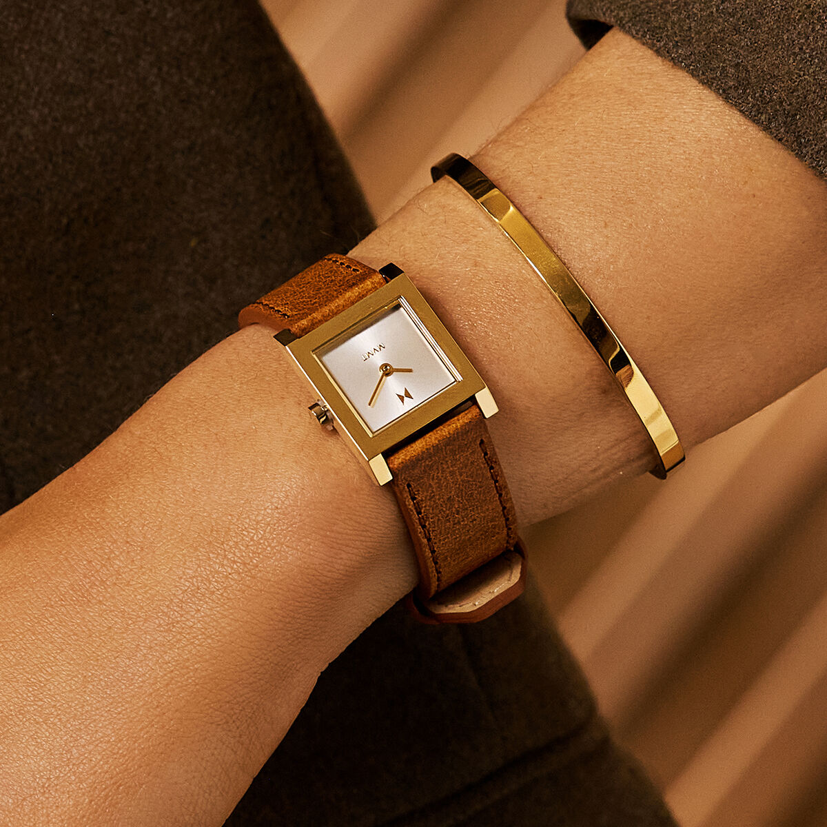 Marquee Square by MVMT — Women's Square Watch in Italian Tan | MVMT