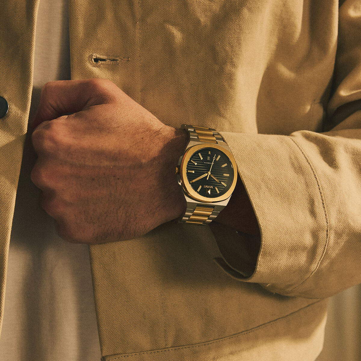 Odyssey II Automatic Watch in Two-Tone Noir — 70s Inspired Men's