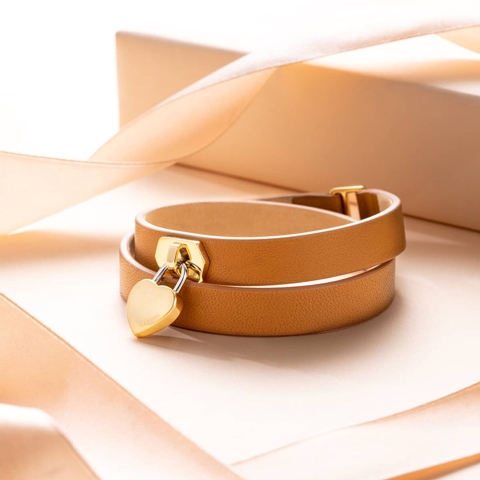 Double Leather Heartlock Bracelet