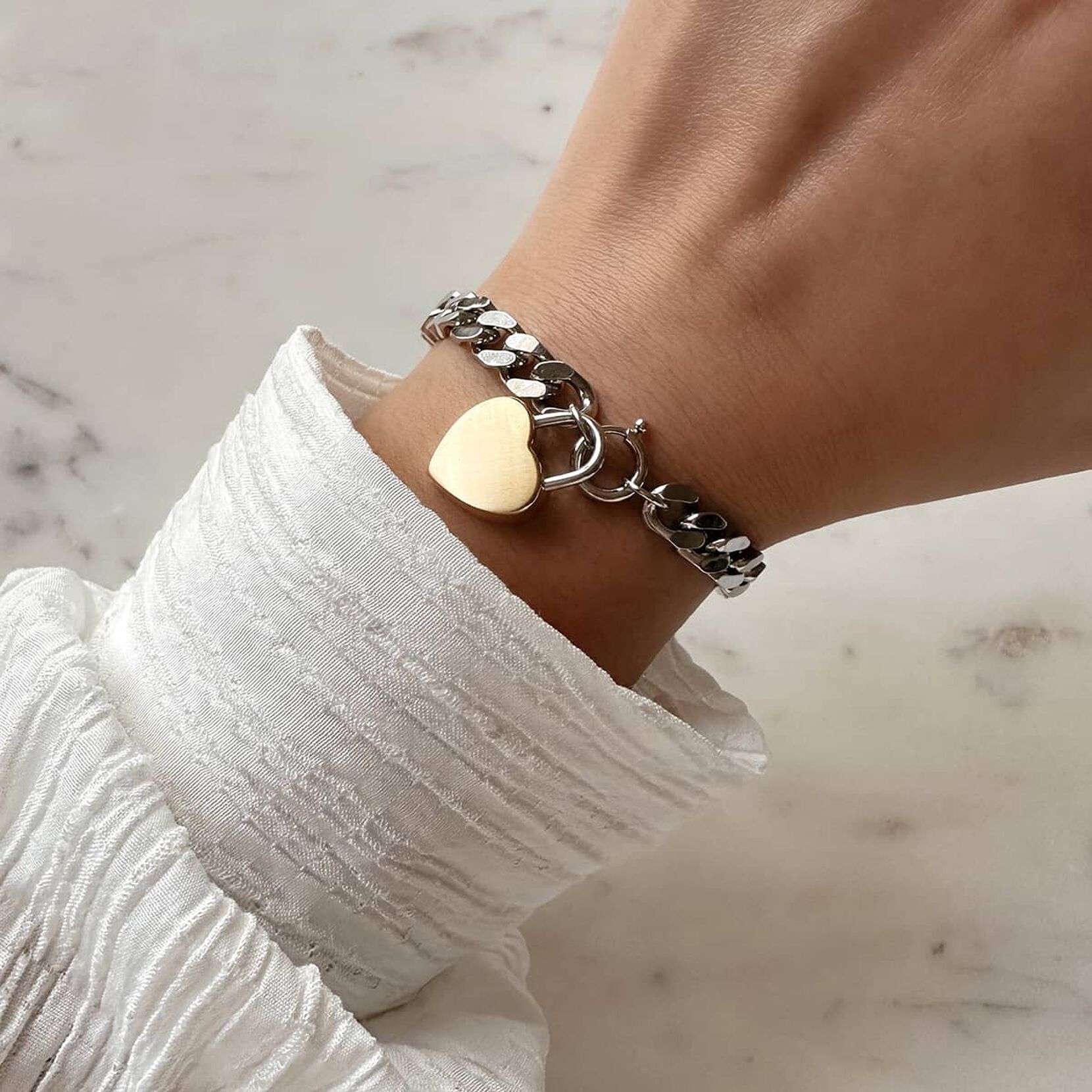 Chunky Heartlock Chain Bracelet