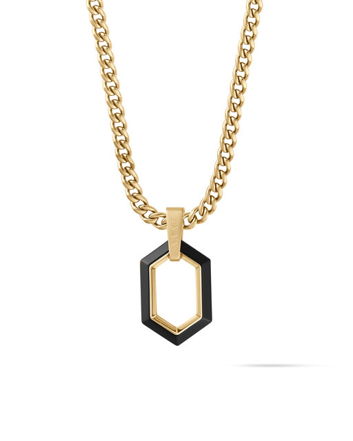 Hex Pendant Curb Chain Necklace