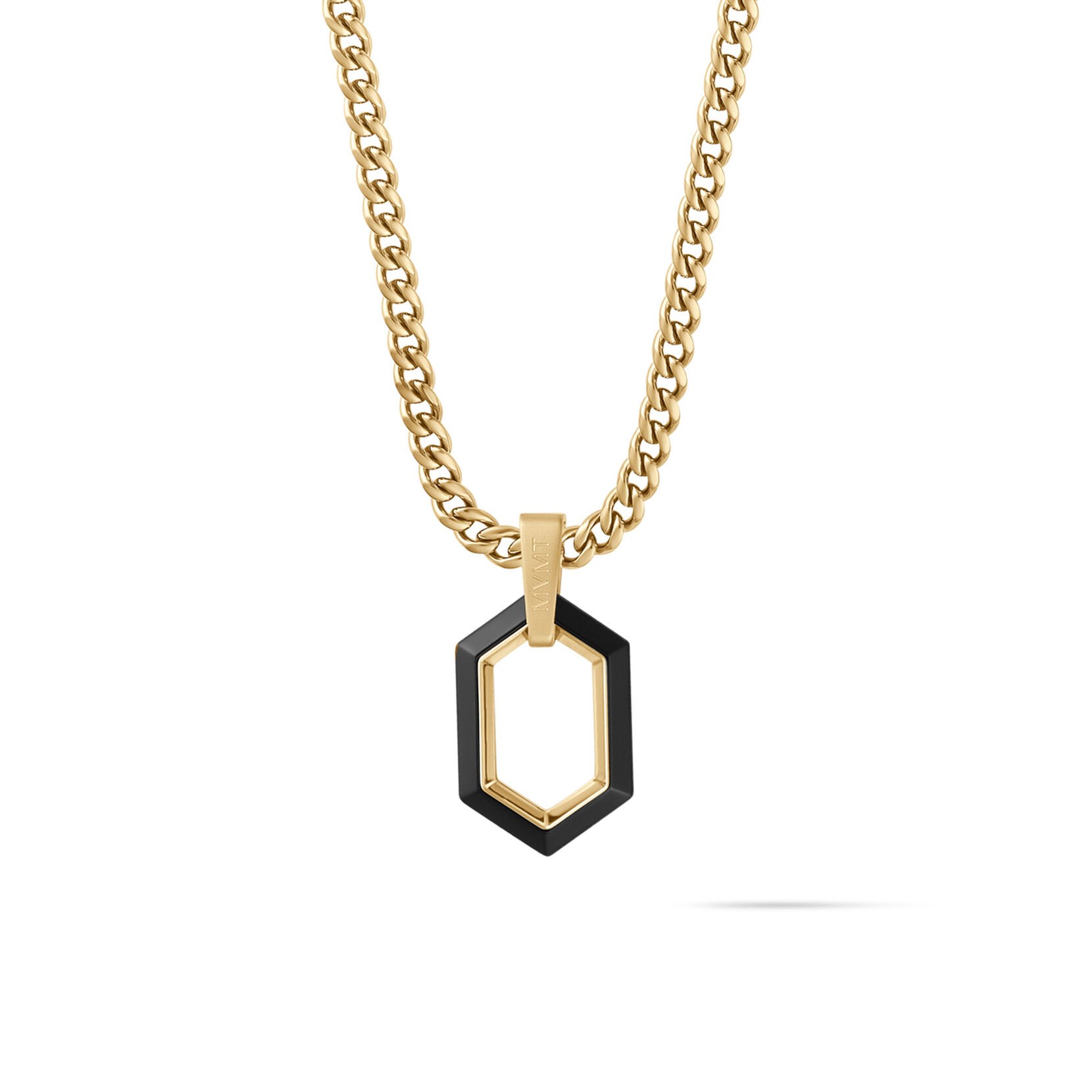 Hex Pendant Curb Chain Necklace